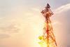 satellite communication tower telco sunset